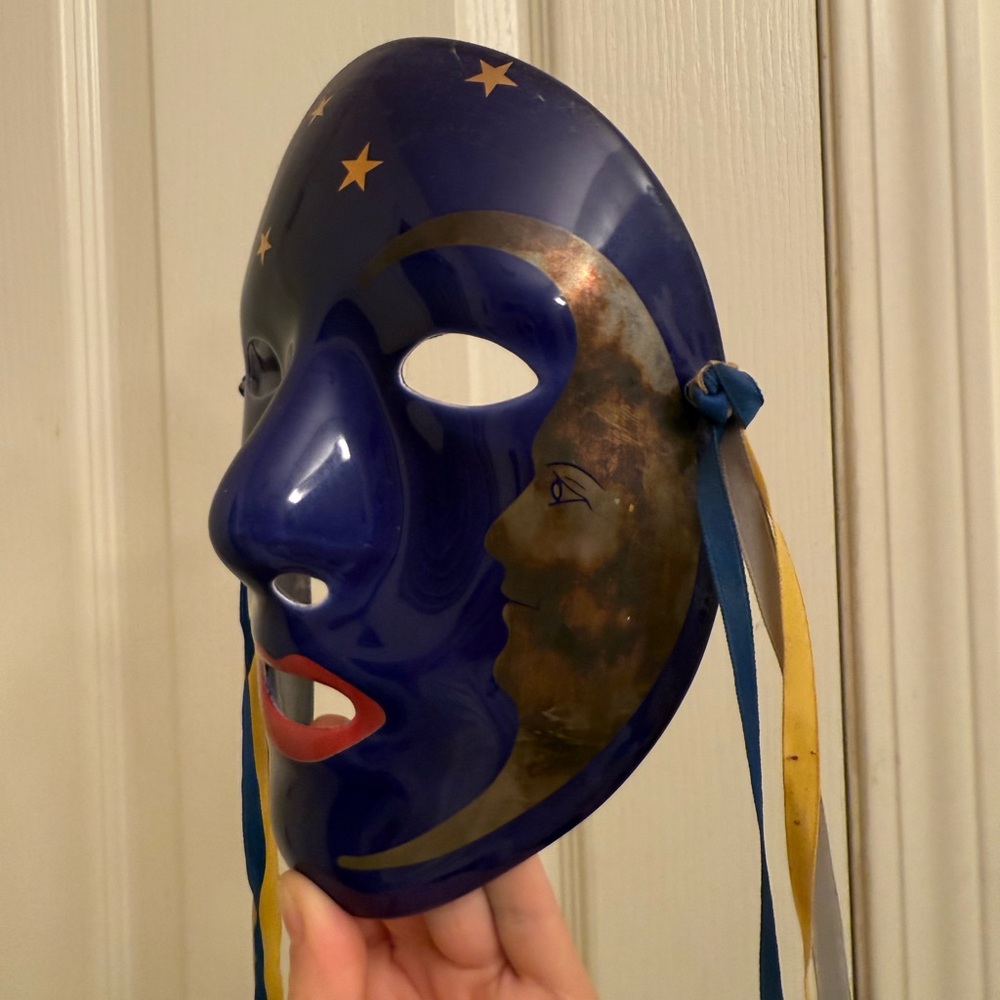 VINTAGE CELESTIAL DECOR- PORCELAIN HAND PAINTED MASK